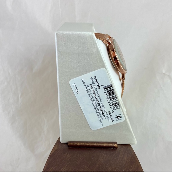 Jessica Simpson Rose Gold Watch 36mm Crystal Encrusted Adjustable Mesh Band NEW - Picture 8 of 10